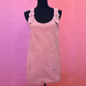 Forever 21 Fairy Kei Coquette Pink Corduroy Pinafore Overalls Mini Dress Medium